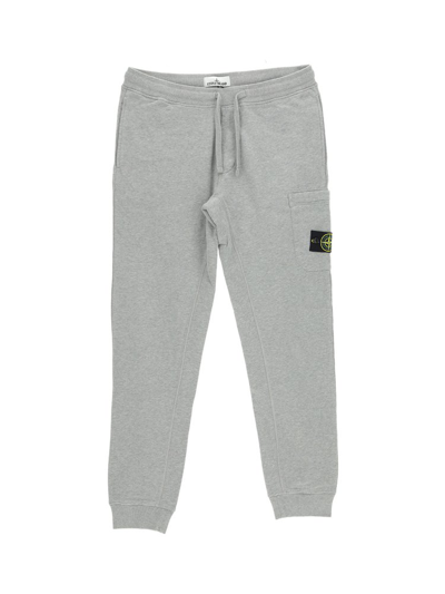 Shop Stone Island Logo Patch Tapered Track Pants In Grey