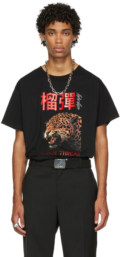 Shop Lu'u Dan Black Jaguar Oversized Concert T-shirt In Black + Tiger Print