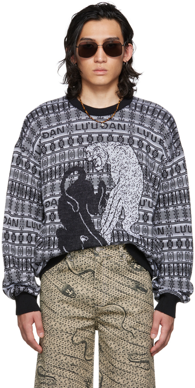 Shop Lu'u Dan Gray & White Jaguars Sweater In Black / White