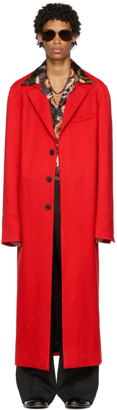 Shop Lu'u Dan Red Straight Slim Coat