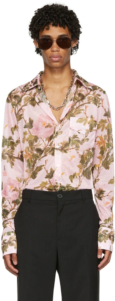 Shop Lu'u Dan Pink Slim Bà Flowers Shirt In Ba Flowers