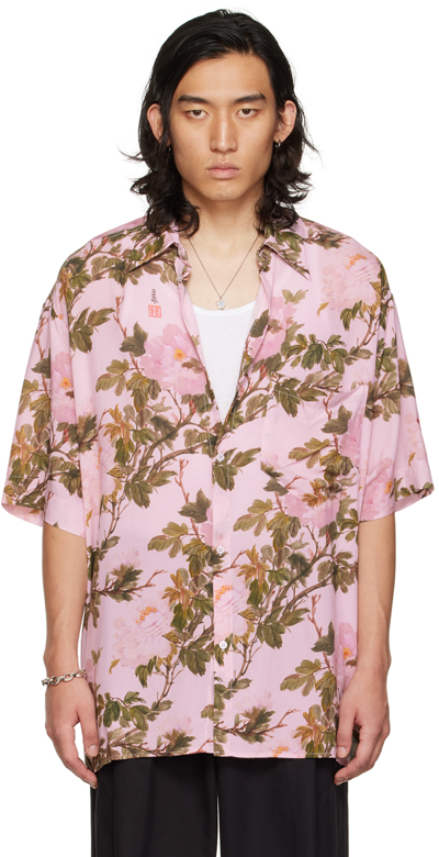 Shop Lu'u Dan Pink Oversized Bà Flowers Shirt In Ba Flowers
