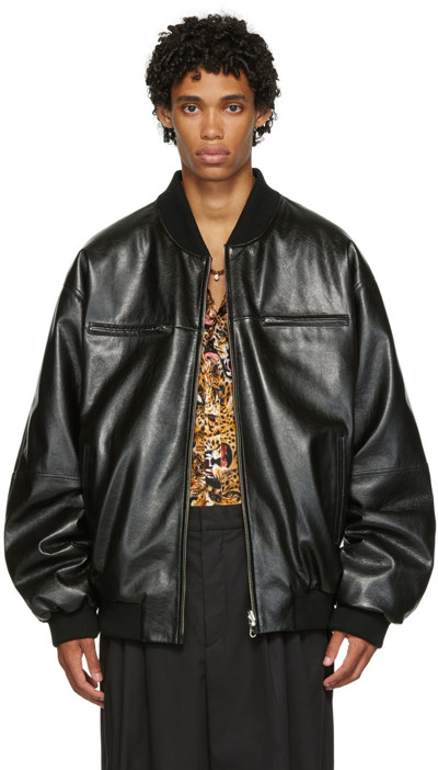 Shop Lu'u Dan Black Reversible Faux-leather Bomber Jacket