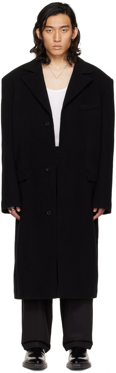Shop Lu'u Dan Ssense Exclusive Black Teddy Oversized Tailored Coat