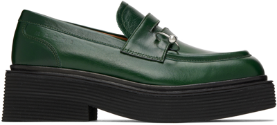 Shop Marni Green Piercing Loafers In 00v99 Forest Night