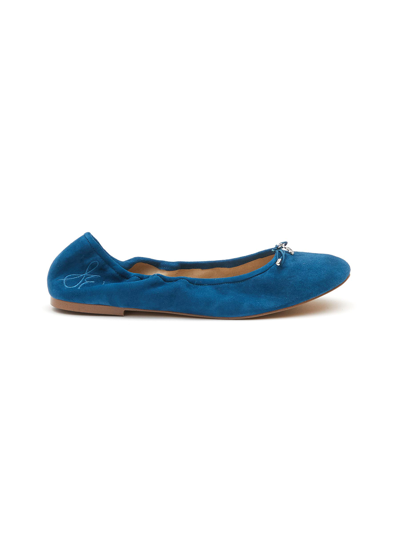 Shop Sam Edelman ‘felicia' Logo Bow Appliqué Suede Ballet Flats In Blue