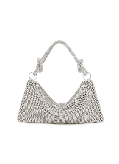 Shop Cult Gaia 'hera' Knotted Top Handle Crystal Embellished Slouchy Shoulder Bag In Metallic