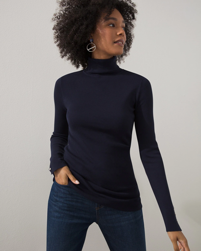 Shop Chico's Christmas & Holiday Ecovero Turtleneck Sweater In Classic Navy
