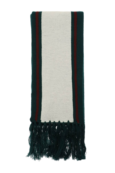 Shop Valentino Wool College Scarf In Green,white