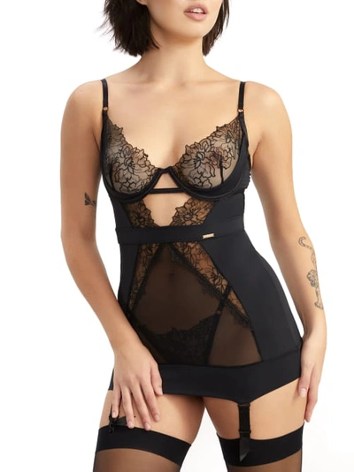 Shop Bluebella Alanna Longline Garter Chemise In Black