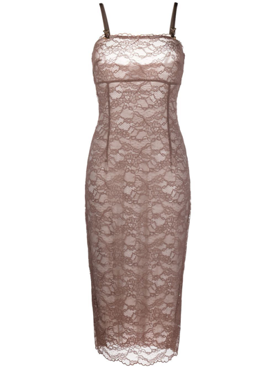 Shop Poster Girl Blair Lace Midi Dress In Neutrals
