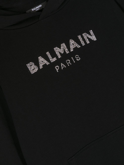 Shop Balmain Teen Logo-embellished Hoodie In Black