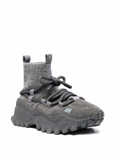 Shop Ami Alexandre Mattiussi Otto Suede-panelled Sneakers In Grey