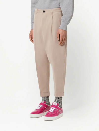 Shop Ami Alexandre Mattiussi Tapered Cropped Trousers In Neutrals