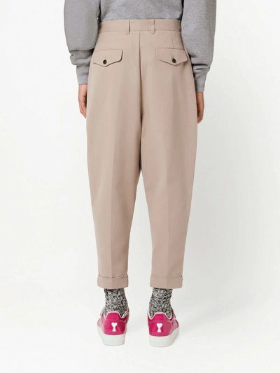 Shop Ami Alexandre Mattiussi Tapered Cropped Trousers In Neutrals