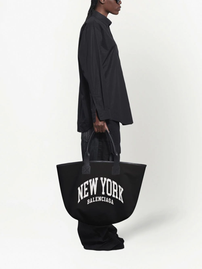 Shop Balenciaga Large Cities New York Jumbo Tote Bag In Black