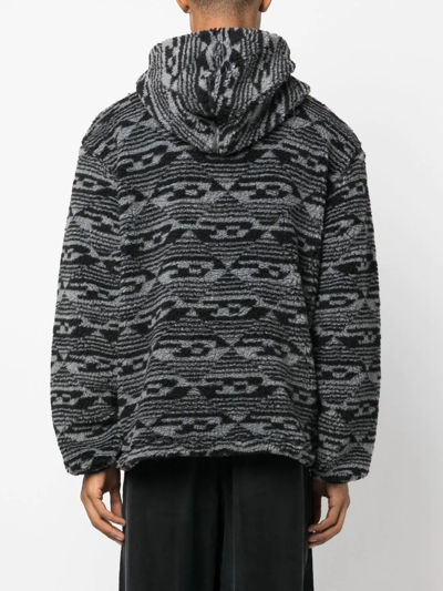 Shop Diesel Monogram-pattern Fleece Hoodie In Black