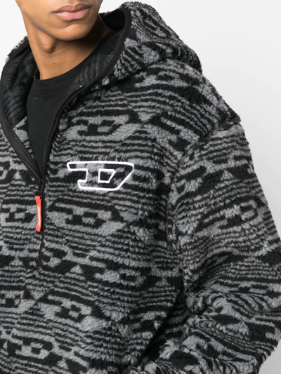 Shop Diesel Monogram-pattern Fleece Hoodie In Black