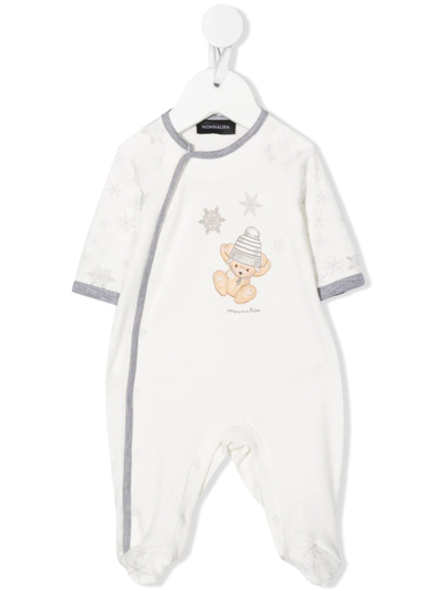 Shop Monnalisa Teddy-bear Print Babygrow In White