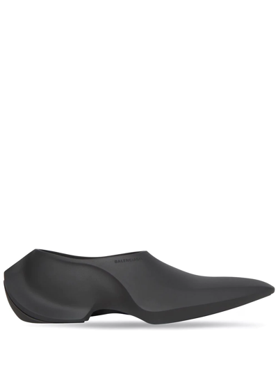 Balenciaga Space Shoe Faux Patent Leather Loafers In Black