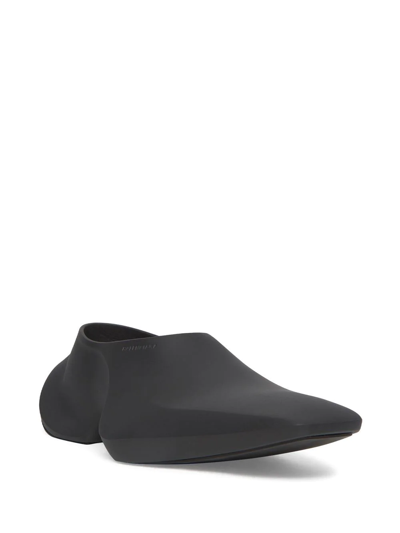 Balenciaga Space Shoe Faux Patent Leather Loafers In Black