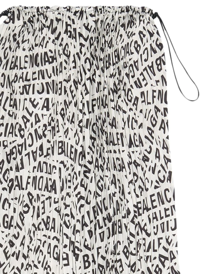 Shop Balenciaga Drawstring-waist Logo-print Skirt In White