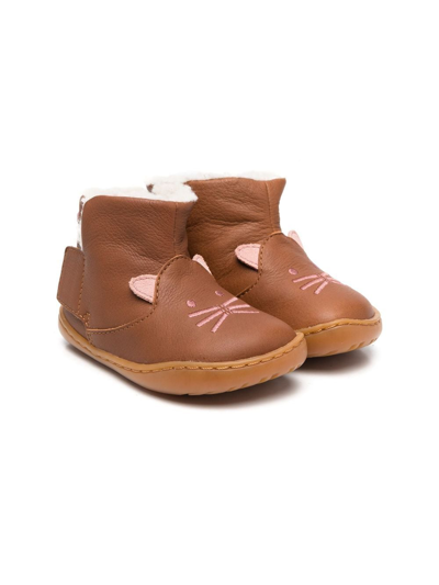 Shop Camper Pop-up Animal-ears Detail Boots In Brown