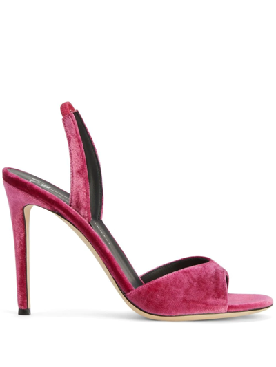 Shop Giuseppe Zanotti Lilibeth Velvet Sling-back Sandals In Pink
