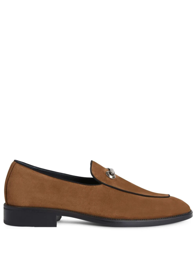 Shop Giuseppe Zanotti Archibald Suede Loafers In Brown