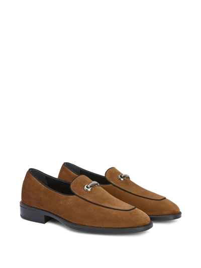 Shop Giuseppe Zanotti Archibald Suede Loafers In Brown