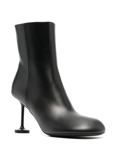 Balenciaga Black Leather Lady Ankle Boots In Black