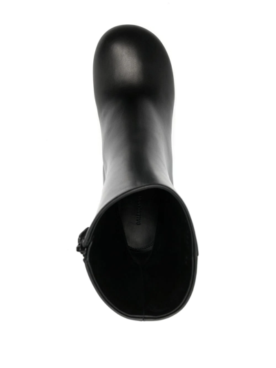 Balenciaga Black Leather Lady Ankle Boots In Black