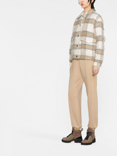 Woolrich Check-pattern Buttoned Shirt Jacket In Neutrals