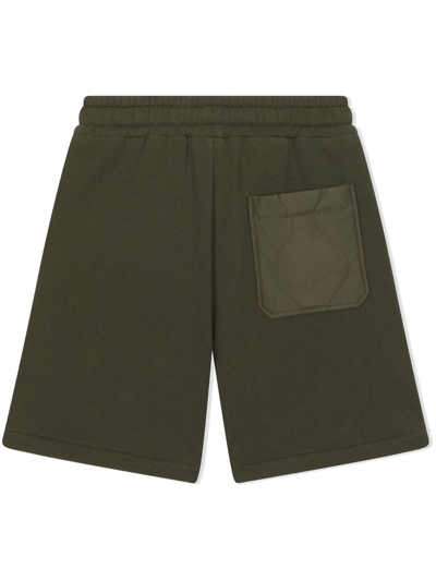 Shop Dolce & Gabbana Stencil Logo Track Shorts In Green