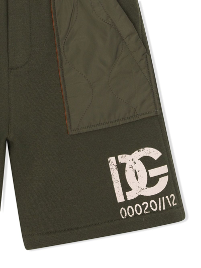 Shop Dolce & Gabbana Stencil Logo Track Shorts In Green