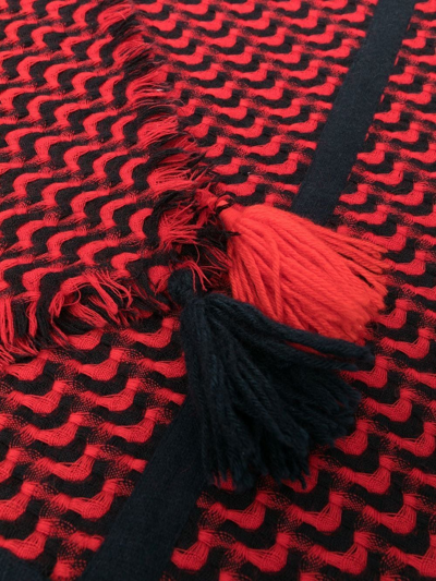 Pre-owned Givenchy 1980s Geometric Pattern Wool Scarf In Red