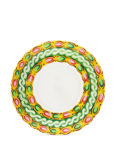 Dolce & Gabbana Geometric-pattern Porcelain Espresso-set In Yellow