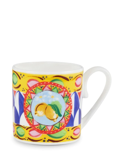 Dolce & Gabbana Geometric-pattern Porcelain Espresso-set In Yellow