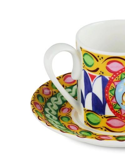 Dolce & Gabbana Geometric-pattern Porcelain Espresso-set In Yellow