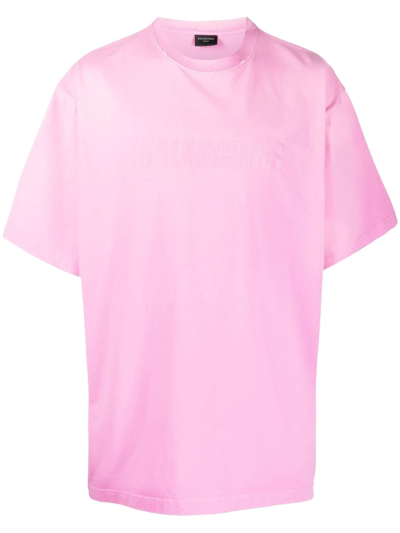 Shop Balenciaga Logo-print Cotton T-shirt In Pink