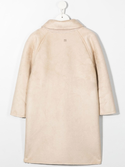 Shop Douuod Single-breasted Faux-shearling Coat In Neutrals