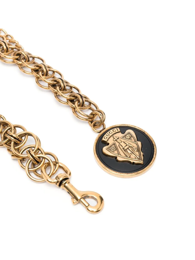 Pre-owned Gucci 1990s Logo Charm Chain Belt In Gold