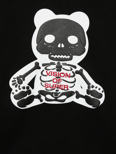 Shop Vision Of Super Skeleton-print Cotton Hoodie In Black