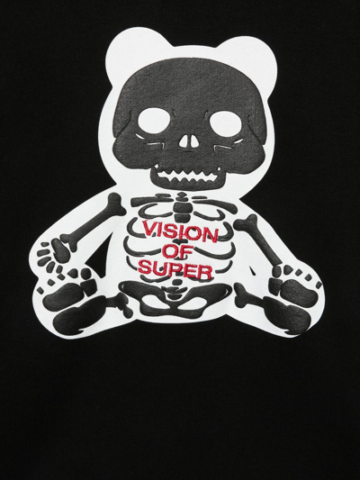 Vision Of Super Skeleton-print Cotton Hoodie In Black