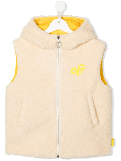 Shop Off-white Faux-shearling Gilet Jacket In Yellow