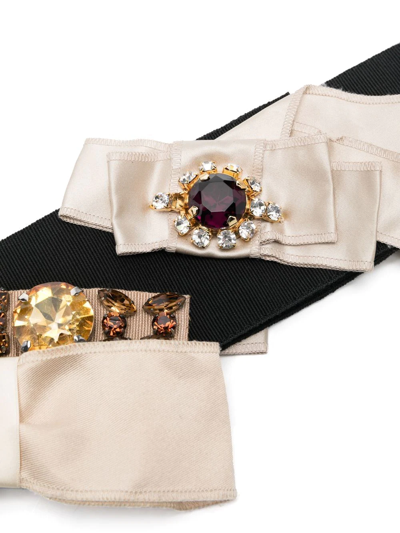 Pre-owned Dolce & Gabbana 2000s Rhinestone-embellished Silk Belt In Black