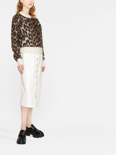 GANNI Leopard Jacquard O-Neck Sweater