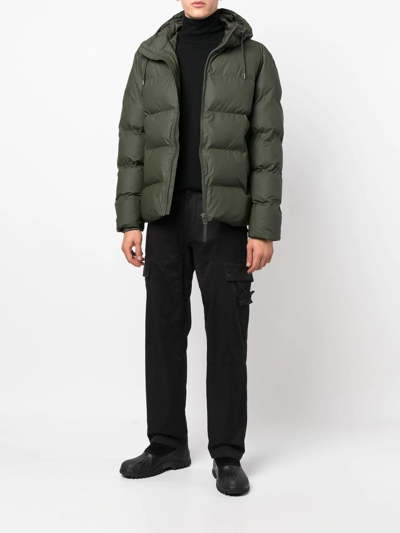 Shop Rains Padded Hooded Jacket In Green
