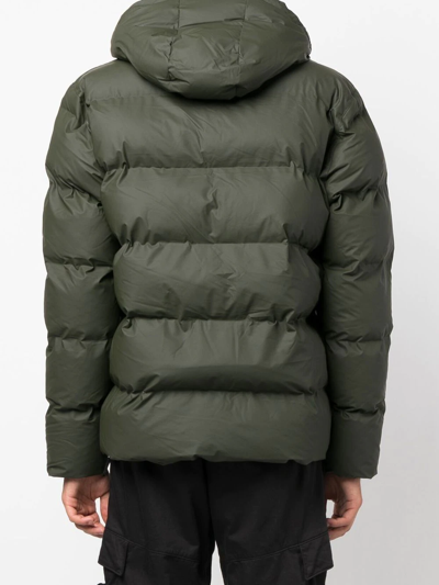 Shop Rains Padded Hooded Jacket In Green