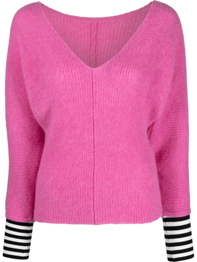 Shop Essentiel Antwerp Contrasting Horizontal-stripe Jumper In Pink